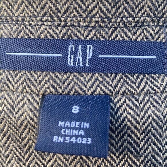 Gap Blazer Winter Spring wool suede elbow patches Herringbone Blazer Browns  8 - Picture 10 of 16
